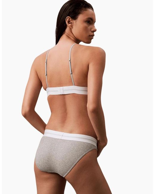 Calvin Klein Gray Modal Rib Bikini Brief, Heather