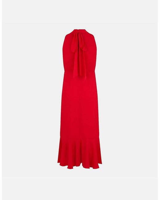 Ted Baker Red Woven Halter Neck Midi A-Line Dress
