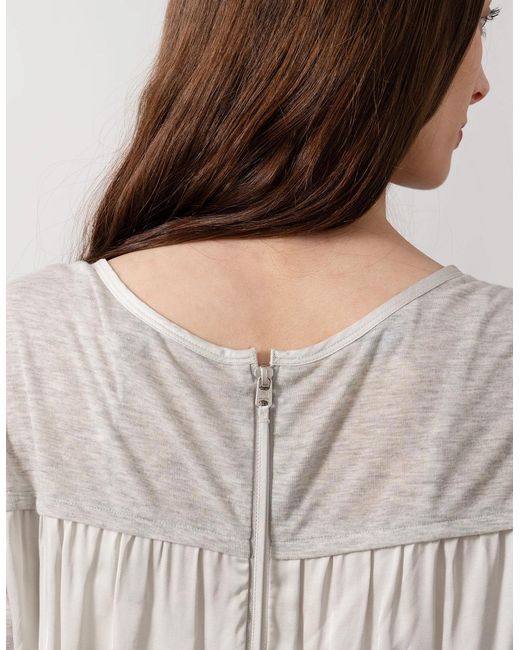 Maison Scotch Gray S/S Zip Closure Top