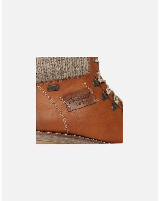Rieker Brown Wool Ladies Lace Up Ankle Boots
