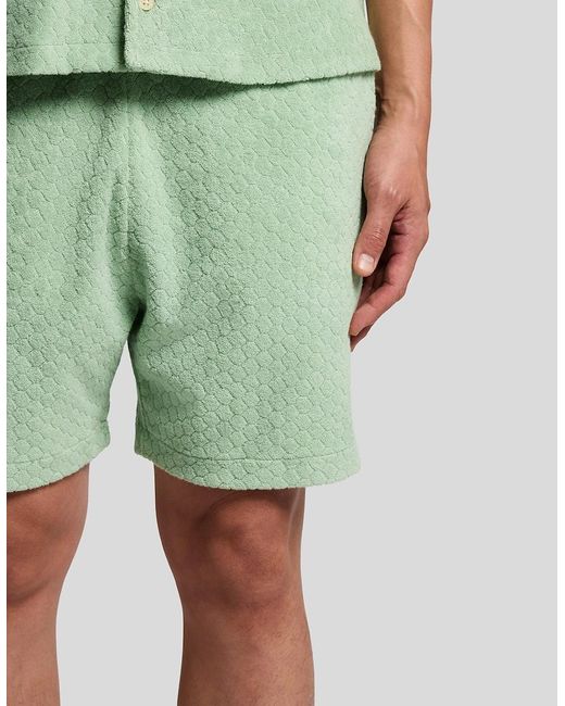 Lyle & Scott Green Honeycomb Effect Towelling Shorts for men