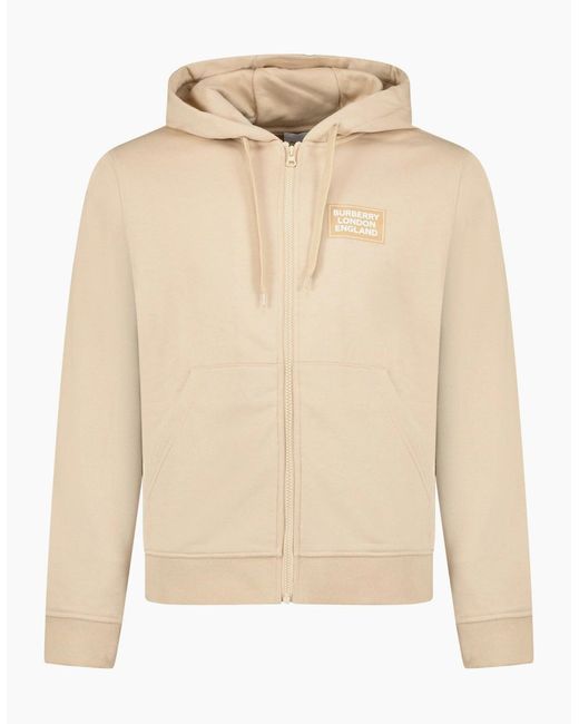 Burberry Natural 'Keira' Logo Hoodie Zip Sweatshirt