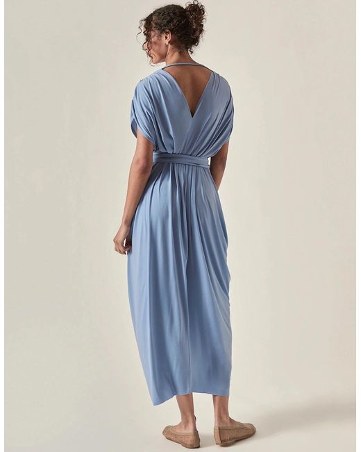 James Lakeland Blue Draped Open-Back Midi Dress – Powder