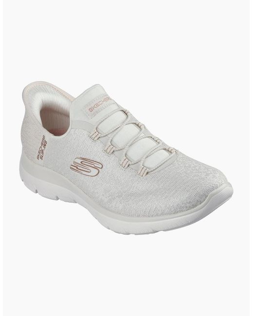 Skechers White Summits Lunar Glow Textile Natural/Rose Trainers