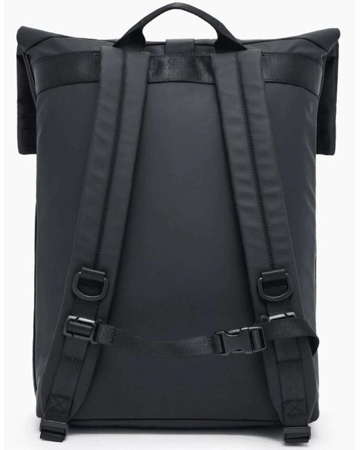 EA7 Black Rubberised Logo Satchel Backpack for men
