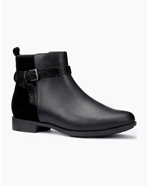 Hotter Black Haydock Wide Fit Ankle Boots