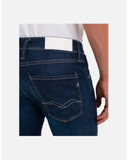 Replay Blue Recycle 360*Hyperflex Mid Stretch Slim Fit Jean 007 for men
