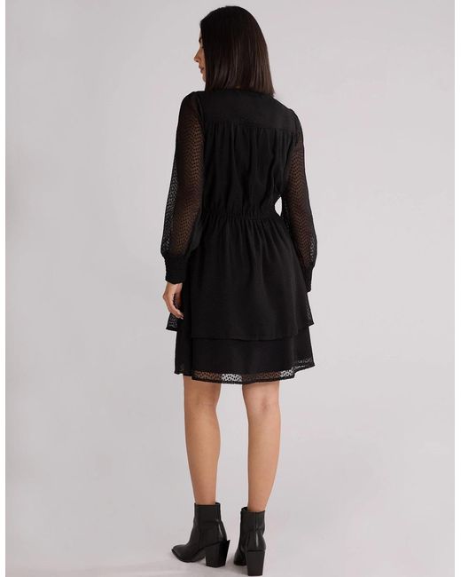 Ro&zo Black Dobby Trim Insert Dress