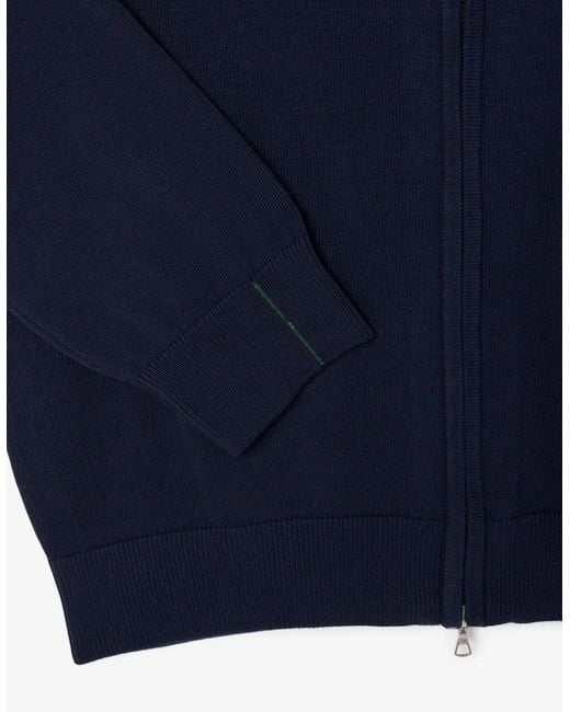 Lacoste Blue High Neck Zipped Cotton Sweater for men