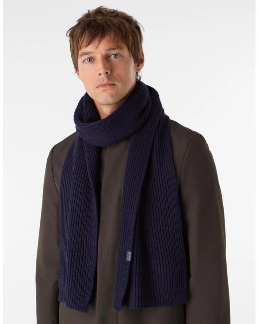 Oliver Sweeney Blue Wool Blend Ribbed Scarf for men