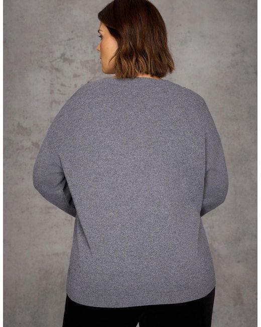 Live Unlimited London Gray Embellished Jumper