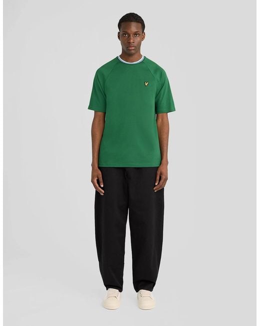 Lyle & Scott Green Tipped Track T-Shirt for men
