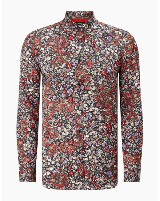 DIESEL Gray S Nico 0Qapz 900 Shirt Long Sleeve Casual Summer Cotton Floral Shirt for men
