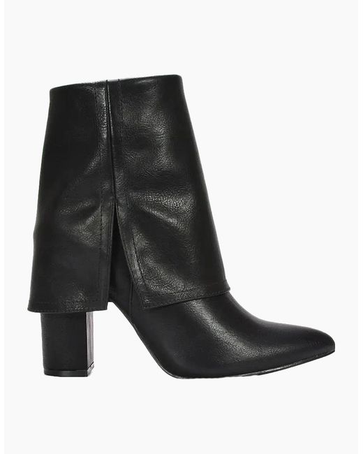 XY London Black Ladies Ayla Folded Collar Chelsea Boots