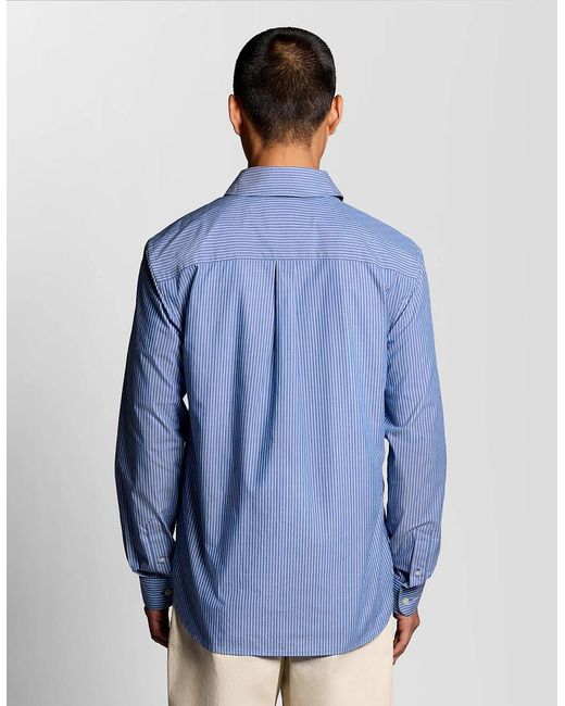 Lyle & Scott Blue Cotton Poplin Twin Stripe Shirt for men