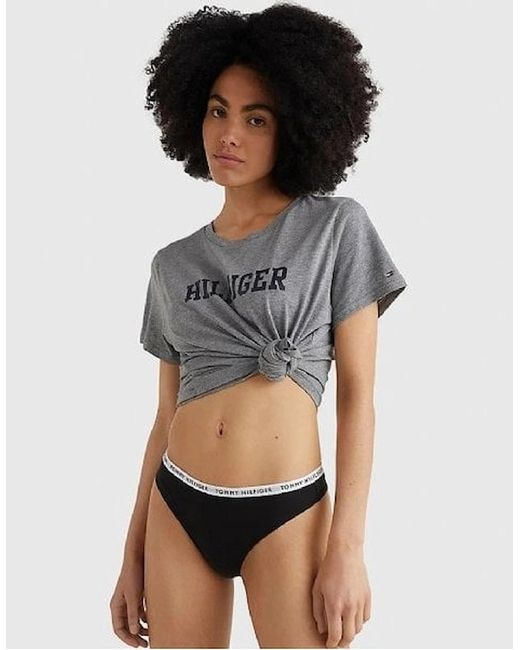 Tommy Hilfiger Black 3-Pack Logo Waistband Thongs