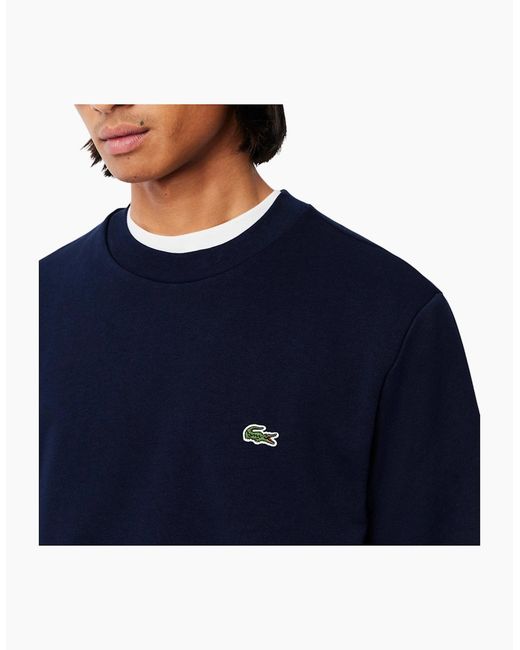 Lacoste Blue Sweatshirt Crew Neck Fleece Brushed Cotton Winter Jumper for men