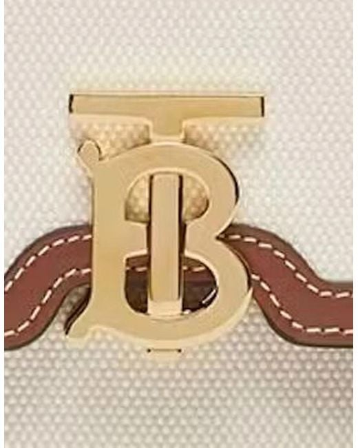 Burberry White Mini Robin Tb Canvas & Leather Bag