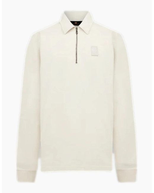 Belstaff White Curator Collared Sweatshirt Birch for men