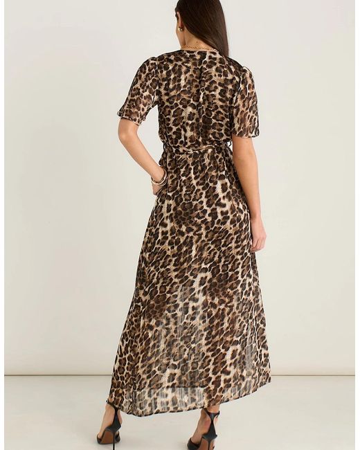 Gini London Multicolor Chiffon Animal Sparkle Stripe Wrap Midi Dress