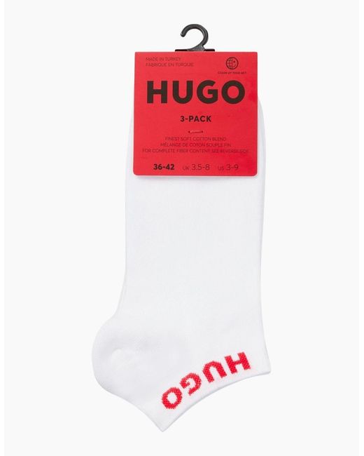 Boss White 3-Pack Classic Logo Trainer Socks