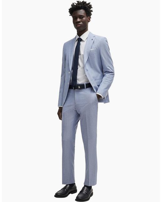 Boss Blue Genius Slim Fit Trousers for men