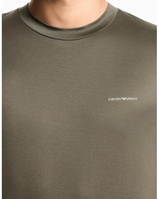 Emporio Armani Green Asv Print Logo Khaki T-Shirt for men