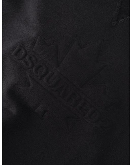 DSquared² Blue Cool Fit Embossed Maple Leaf Logo Hoodie for men