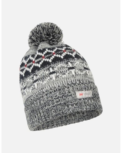 Mountain Warehouse Gray Fair Isle Thinsulate Beanie for men