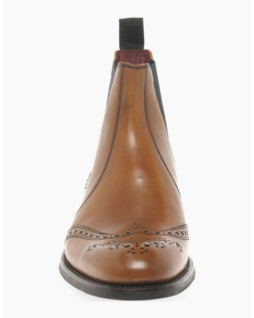 Loake Brown Hoskins Brogue Chelsea Boots for men
