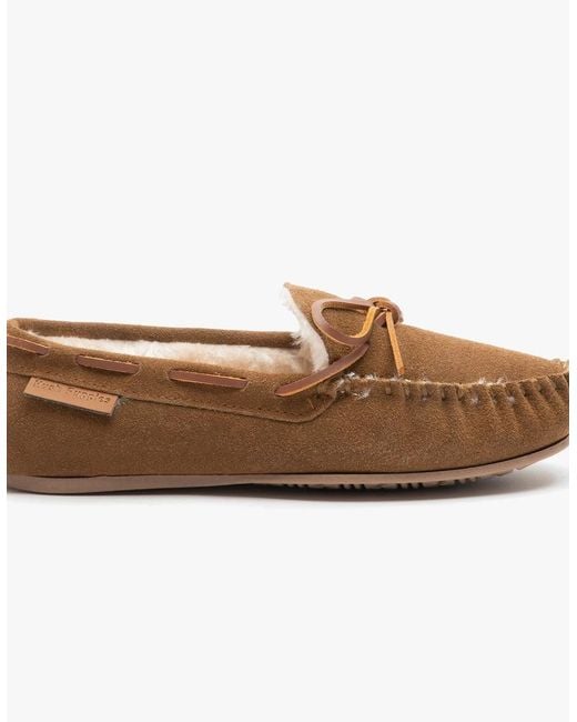 Hush Puppies Brown Allie Suede Moccasin Slippers Tan