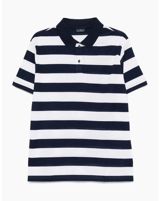 Paul & Shark Blue Double Cotton Striped Polo Shirt for men