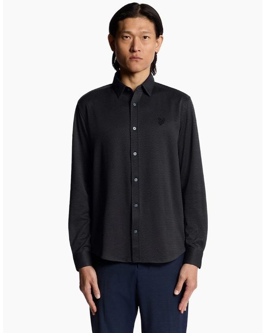 Lyle & Scott Blue Lyle & Scott Jacquard Interlock Shirt for men