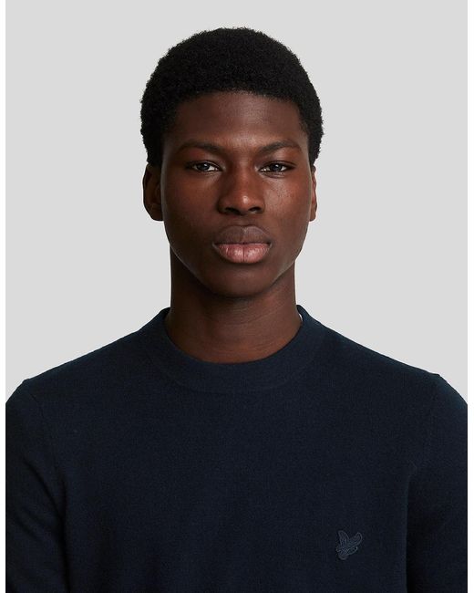Lyle & Scott Blue Lambswool Crew Neck Jumper for men