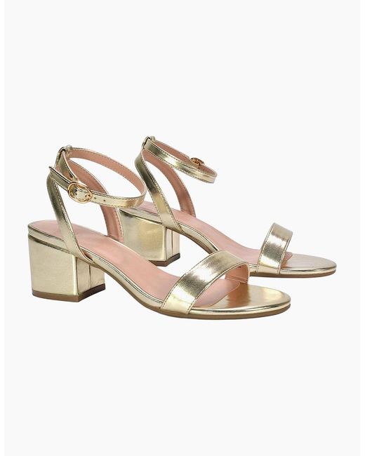 XY London Ladies Gemma Metallic Strappy Low Block Heel Sandals