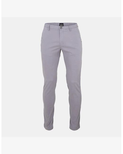 Boss Gray Rice3 Solid Patterned Straight Chinos for men