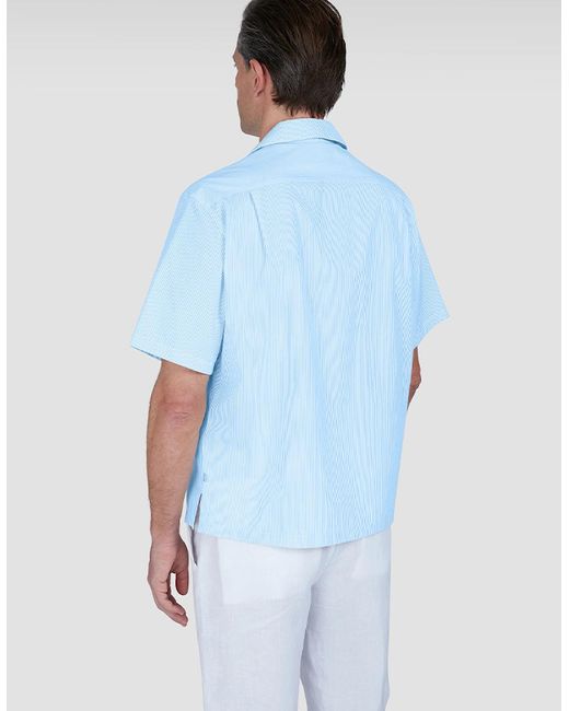 Paul & Shark White Riviera Seersucker Cotton Collar Hawaiian Short Sleeve Shirt for men