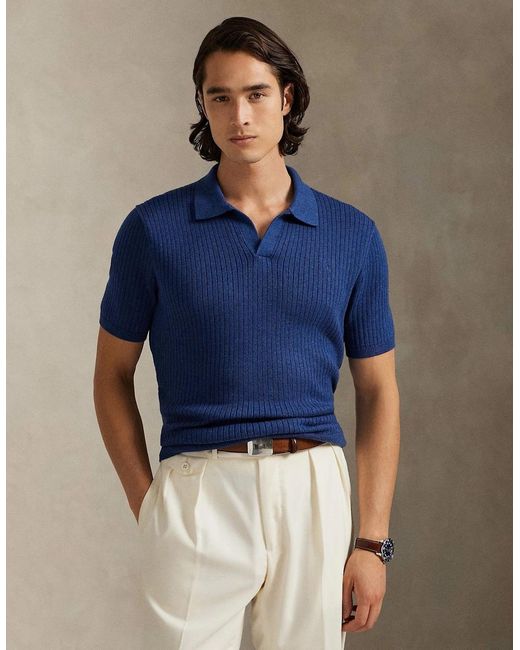 Polo Ralph Lauren Blue Ss Polo Sweater 001 Rustic Heather for men
