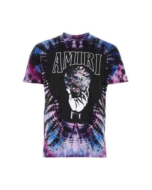 Amiri Blue Crystal Ball Ss Logo Tie-Dye T-Shirt for men