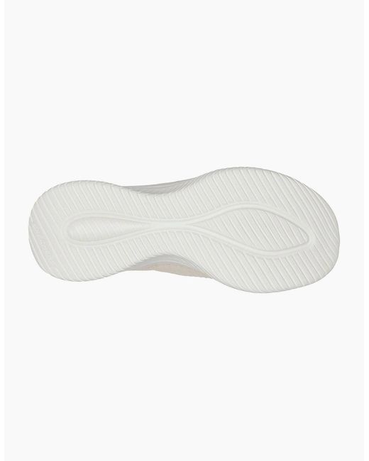 Skechers White Stretch Knit Slip Ins W Slip On Trainers