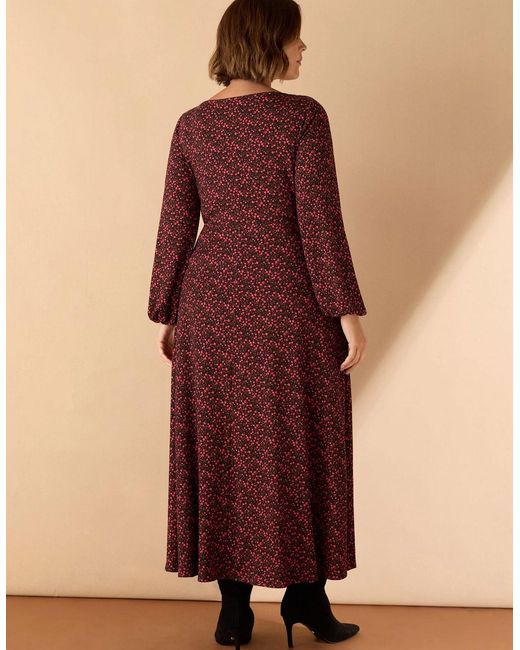 Live Unlimited London Purple Ditsy Floral Jersey Wrap Dress