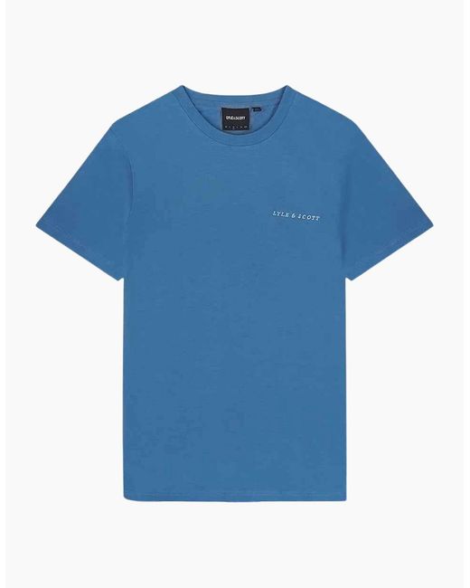 Lyle & Scott Blue Lyle & Scott Embroidered Logo Riveria T Shirt for men