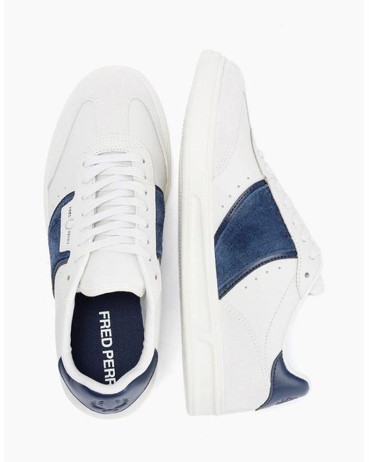 Fred Perry Blue B4 Textured Leather/Suede Trainers for men