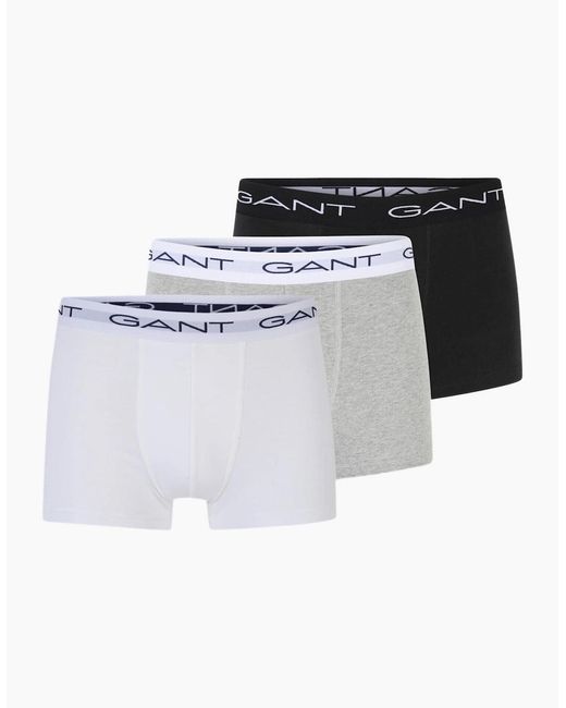 Gant White 3-Pack Classic Logo Boxer Trunks for men
