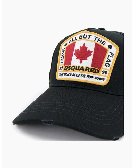 DSquared² Black Canadian Flag Baseball Cap 2124 for men