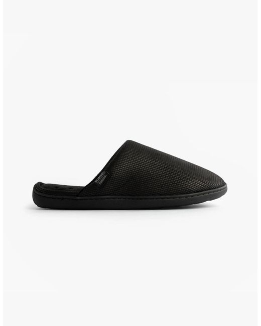 Totes Black Isotoner Square Patterned Smart Mule Mule Slippers for men