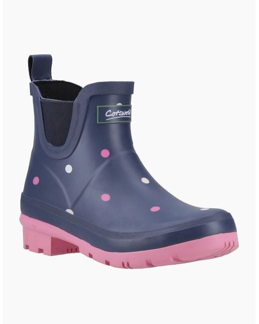 Cotswold Blue Clarence Ankle Rubber Spot Wellington Boots