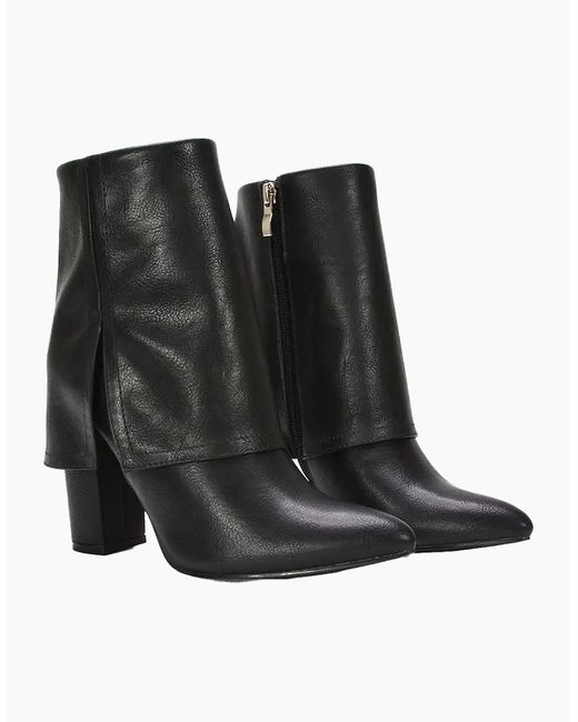 XY London Black Ladies Ayla Folded Collar Chelsea Boots
