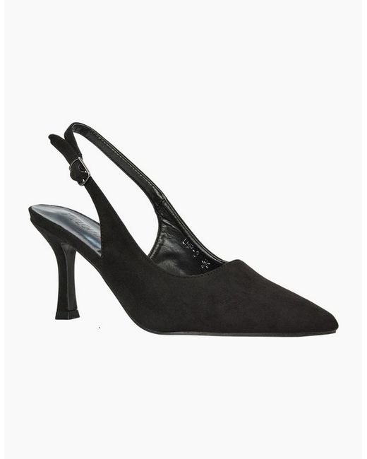 XY London Black Ladies Valerie Sling Back High Stiletto Heel Court Shoes