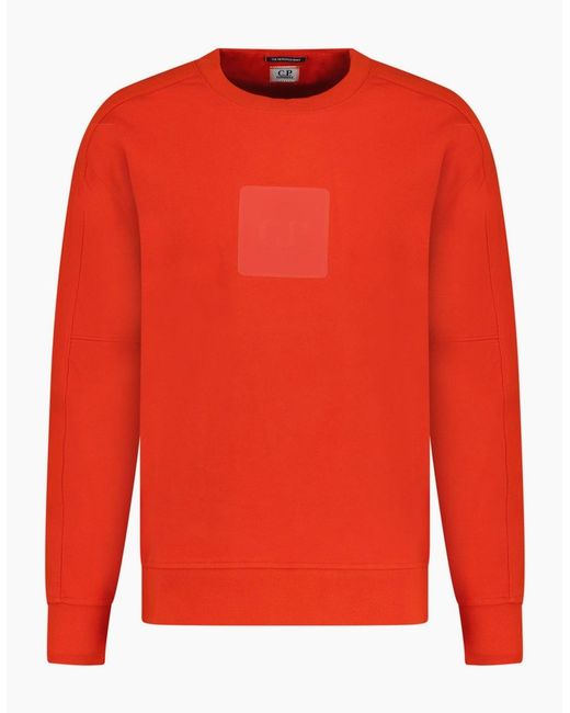 C P Company Red Chest Patch Logo Sweatshirt for men